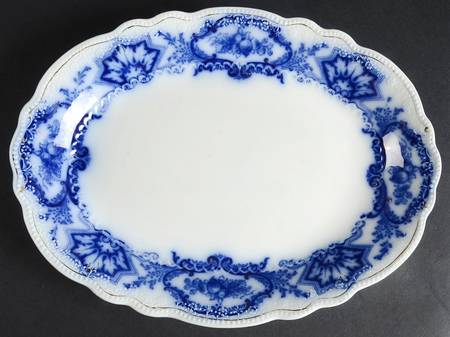 Alaska (Flow Blue, Gold Ring) 11" Oval Serving Platter