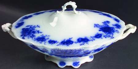 Albany (Flow Blue) Oval Covered Vegetable