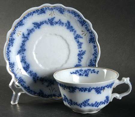 Aldine (Flow Blue) Flat Cup & Saucer Set
