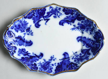 Argyle (Flow Blue) Underplate for Sauce Boat