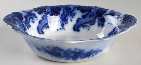 Argyle (Flow Blue) 10" Round Vegetable Bowl by Grindley