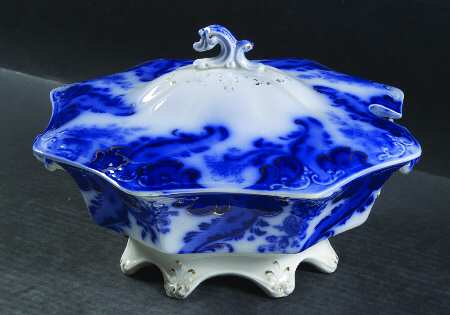 Argyle (Flow Blue) Octagonal Tureen & Lid
