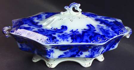 Argyle (Flow Blue) Oval Covered Vegetable
