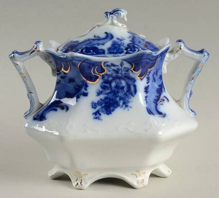 Argyle (Flow Blue) Sugar Bowl & Lid