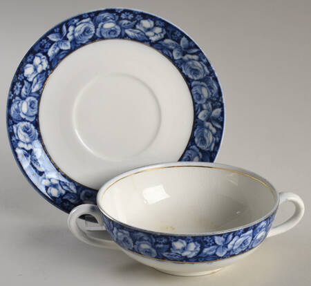 Beauty Roses Flat Cream Soup Bowl & Saucer Set