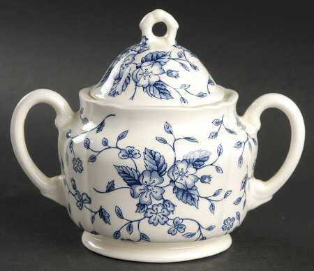 Bouquet Blue Sugar Bowl & Lid