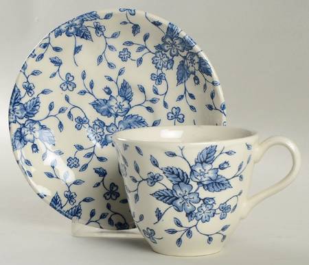 Bouquet Blue Flat Cup & Saucer Set