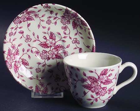 Bouquet Pink Flat Cup & Saucer Set