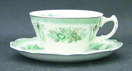 Brussels Green (Gold Trim) Flat Cup & Saucer Set