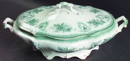 Brussels Green (Gold Trim) Oval Covered Vegetable