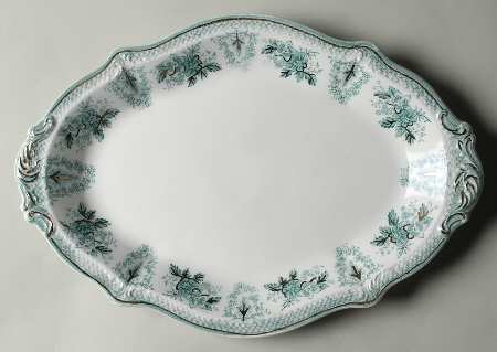Brussels Green (Gold Trim) 15" Oval Serving Platter