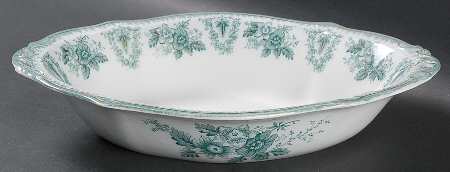 Brussels Green (Gold Trim) 10" Oval Vegetable Bowl