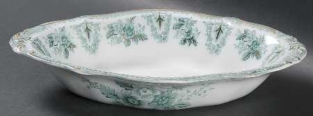 Brussels Green (Gold Trim) 9" Oval Vegetable Bowl
