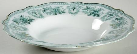 Brussels Green (Gold Trim) Large Rim Soup Bowl