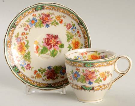 Chelsea Bouquet Footed Demitasse Cup & Saucer Set
