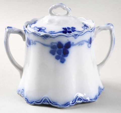 Clover (Flow Blue) Sugar Bowl & Lid