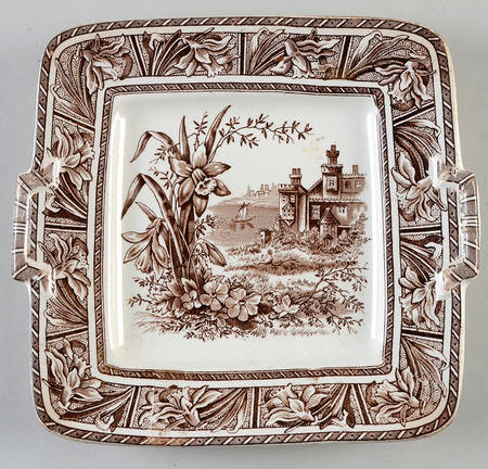 Daffodil Brown Handled Cake Plate