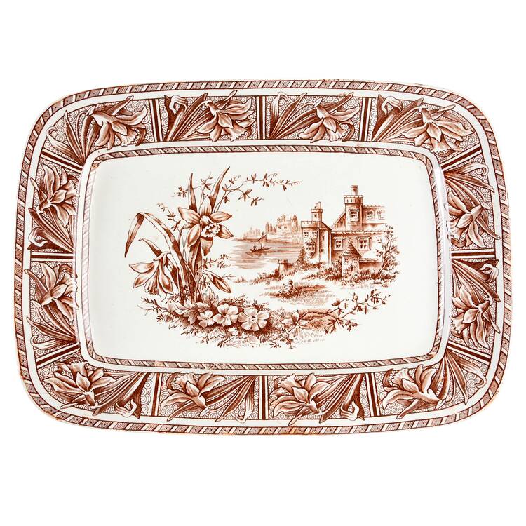 Daffodil Brown 14" Oval Serving Platter