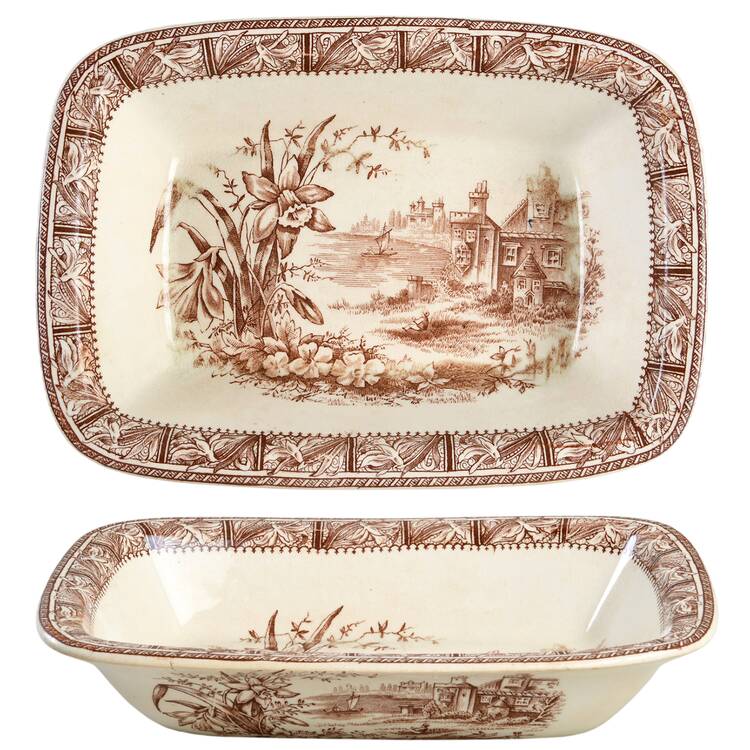 Daffodil Brown 8" Oval Vegetable Bowl
