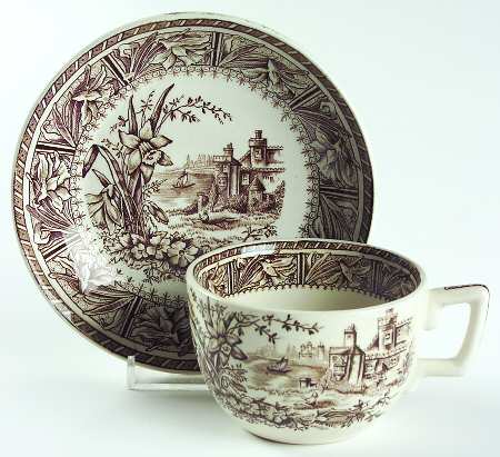 Daffodil Brown Flat Cup & Saucer Set