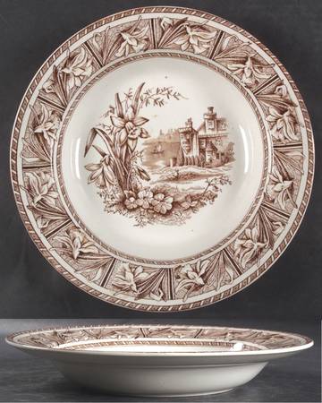 Daffodil Brown Large Rim Soup Bowl