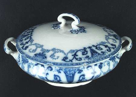 Denton (Flow Blue) Round Covered Vegetable