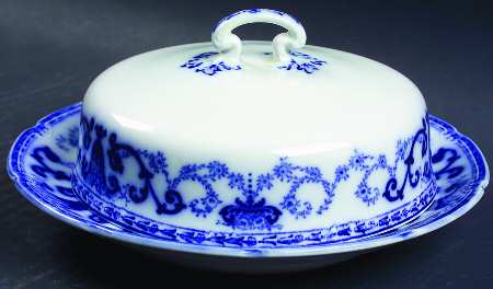 Denton (Flow Blue) Round Covered Butter