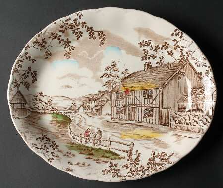 Dickens Coaching Stages 12" Oval Serving Platter