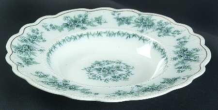 Eileen (White Background, Gold Trim) Large Rim Soup Bowl