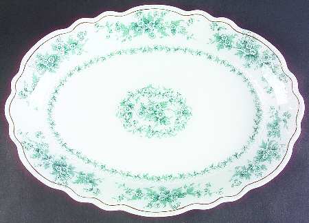 Eileen (White Background, Gold Trim) 16" Oval Serving Platter