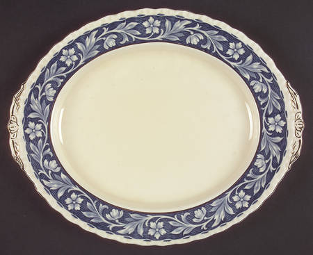 Elysian (Cream & Blue) 12" Oval Serving Platter by Grindley