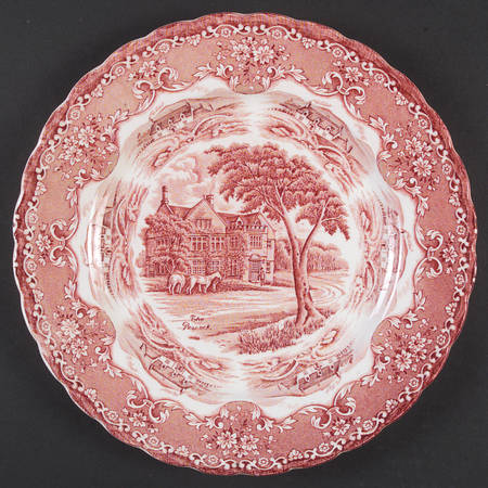 English Country Inns Pink Large Dinner Plate