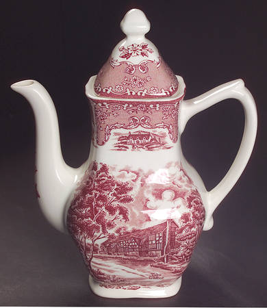 English Country Inns Pink Coffee Pot & Lid
