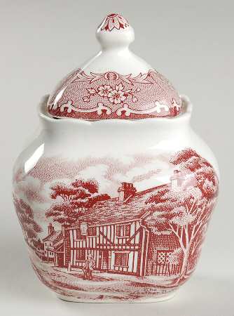 English Country Inns Pink Mini Sugar Bowl & Lid