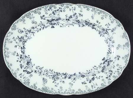 Fern Blue 16" Oval Serving Platter by Grindley