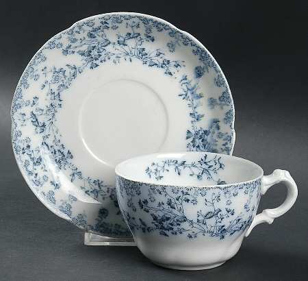 Fern Blue Flat Cup & Saucer Set