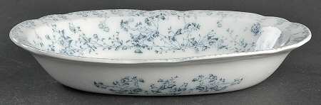 Fern Blue 9" Oval Vegetable Bowl