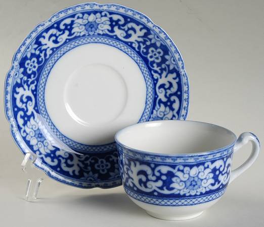 Glenmore Blue and White Flat Cup & Saucer Set
