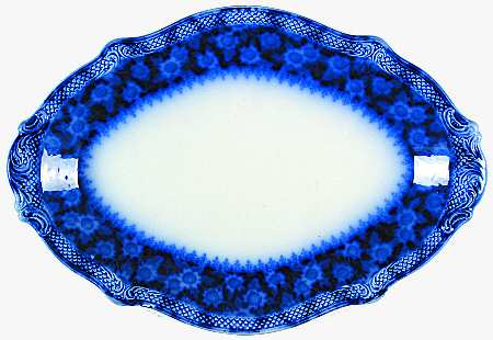 Grace (Flow Blue) 15" Oval Serving Platter