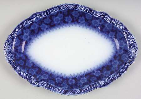 Grace (Flow Blue) 10" Oval Serving Platter