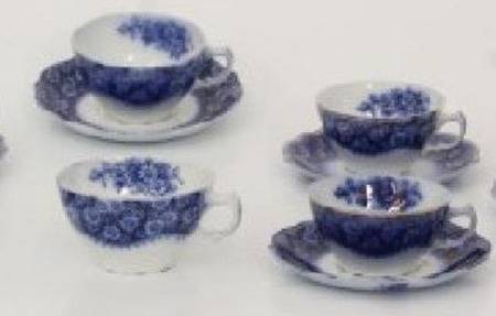 Grace (Flow Blue) Flat Cup & Saucer Set