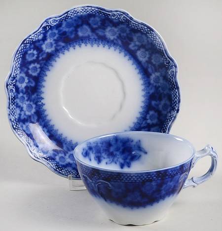 Grace (Flow Blue) Flat Cup & Saucer Set