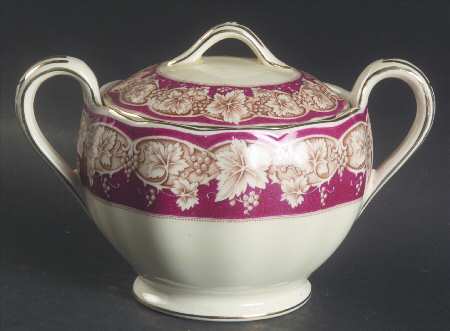 Hampton Vine Maroon Sugar Bowl & Lid