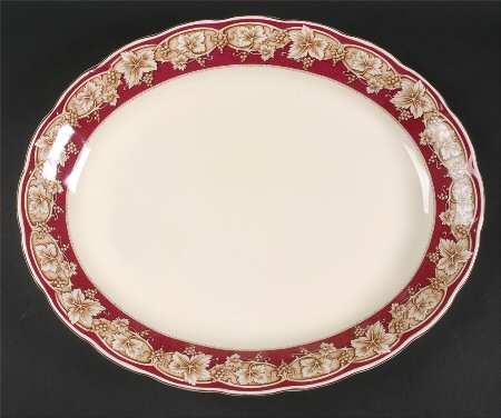 Hampton Vine Maroon 16" Oval Serving Platter