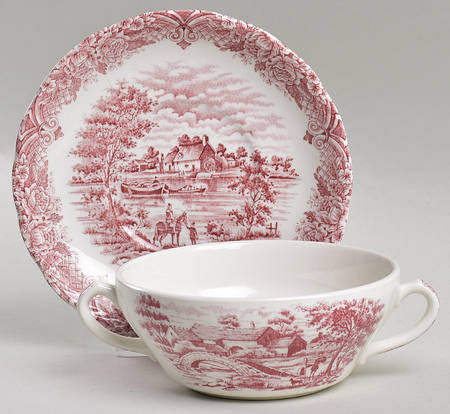 Homeland Pink Flat Cream Soup Bowl & Saucer Set