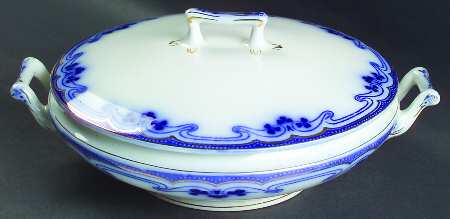 Idris (Flow Blue) Round Covered Vegetable by Grindley