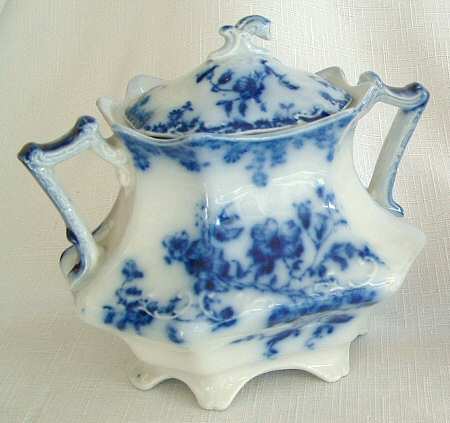 Janette (Flow Blue) Sugar Bowl & Lid