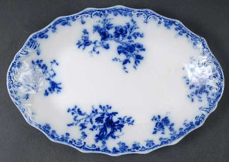 Janette (Flow Blue) 10" Oval Serving Platter