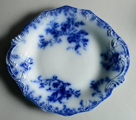 Janette (Flow Blue) Handled Cake Plate
