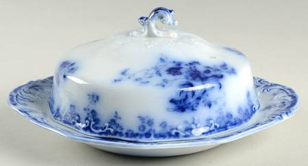 Janette (Flow Blue) Round Covered Butter